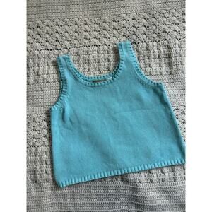 Lightweight Blue Knit Tan Top Liz Claiborne Size M
